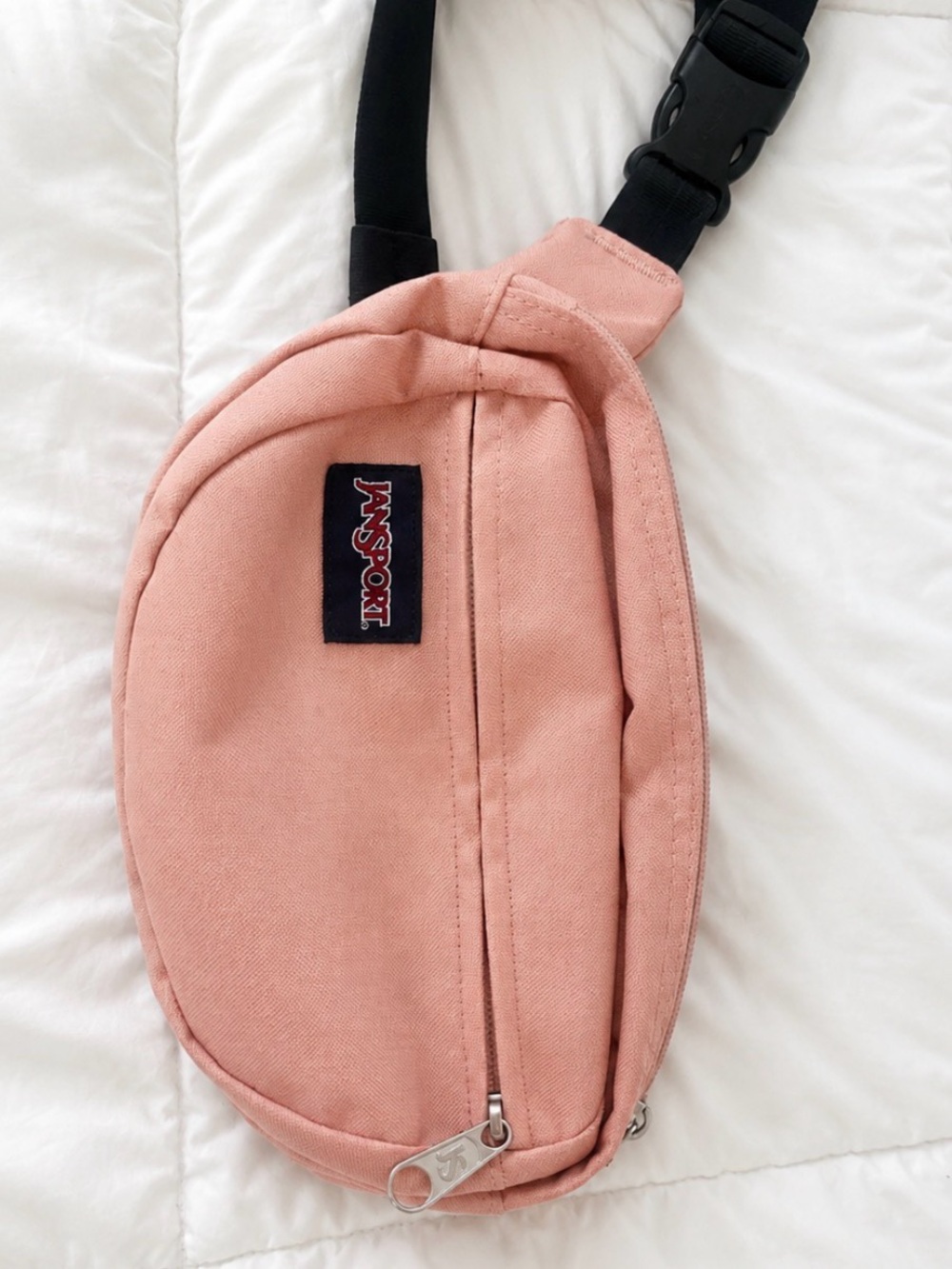 Jansport Dusty Pink Canvas Waist Pack with Black Strap
